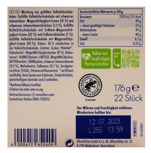 Ritter Sport Schokowürfel Joghurt Schatz 4 x 176g Schachteln