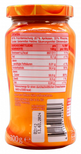 Herzstücke Feines Frucht-Mousse Aprikose & Pfirsich, 5 x 300g Gläser