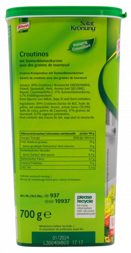 Knorr Salatkrönung Croutinos Sonnenblumenkerne, 1 x 700g Becher