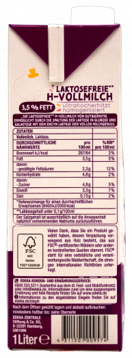 Gut & Günstig H-Milch Laktosefrei 3.5%, 12 x 1000ml Packungen
