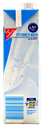Gut & Günstig H-Milch 1.5%, 12 x 1l Getränkekarton