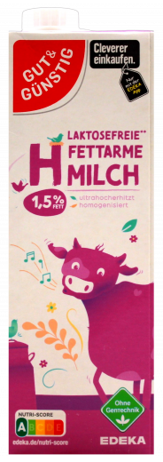 Gut & Günstig H-Milch Laktosefrei 1.5%, 12 x 1000ml Packungen