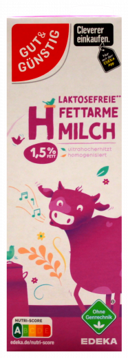 Gut & Günstig H-Milch Laktosefrei 1.5%, 12 x 1000ml Packungen