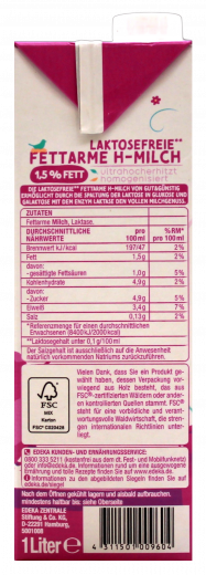 Gut & Günstig H-Milch Laktosefrei 1.5%, 12 x 1000ml Packungen