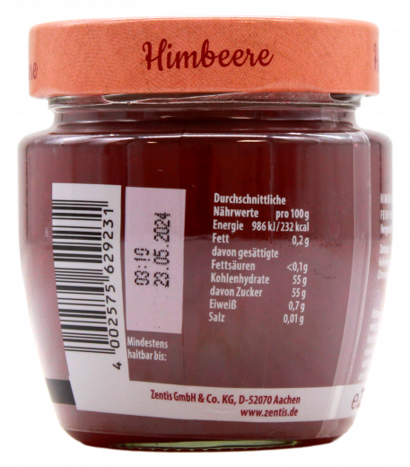 Zentis Frühstückskonfitüre Himbeere Fein Passiert, 5 x 230g Gläser