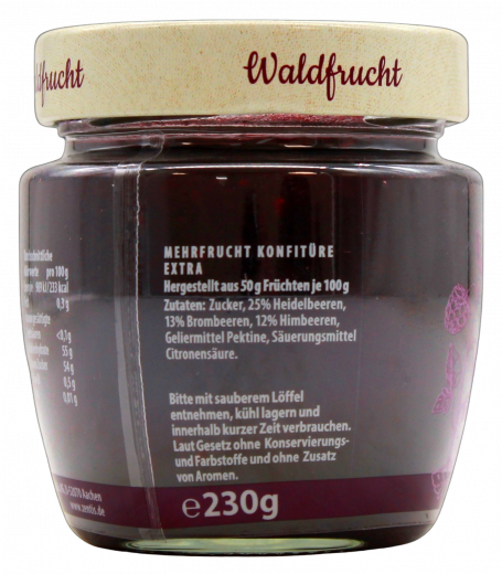 Zentis Frühstückskonfitüre Extra Waldfrucht, 5 x 230g Gläser
