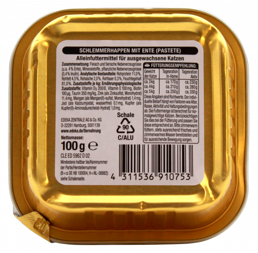 Gut & Günstig Schlemmerhappen mit Ente, 32 x 100g Schalen