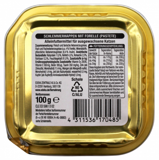 Gut & Günstig Schlemmerhappen mit Forelle, 32 x 100g Schalen