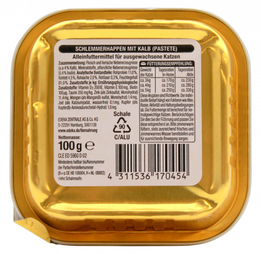 Gut & Günstig Schlemmerhappen mit Kalb, 32 x 100g Schalen