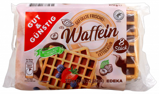 Gut & Günstig Frischeiwaffeln gefüllt 12 x 272g Packungen