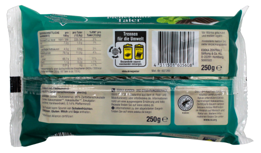 Herzstücke Pfefferminz-Taler mit 20% Zartbitterschokolade, 5 x 250g Schale