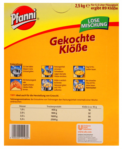Pfanni gekochte Klösse, 2500g Packung