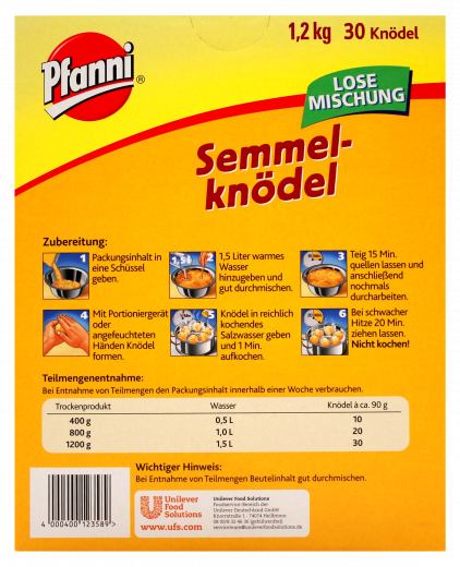 Pfanni Semmelknödel 2 x 1200g Packungen