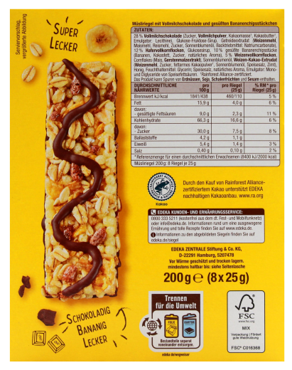 Gut & Günstig Müsliriegel Schoko-Banane 9 x 200g Packungen