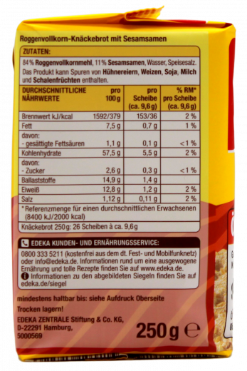 Gut & Günstig Knäckebrot Sesam, 6 x 250g Packungen