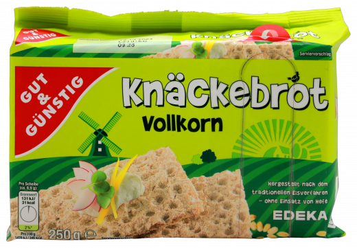 Gut & Günstig Knäckebrot Vollkorn, 6 x 250g Packungen