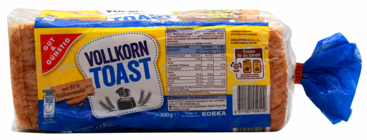Gut & Günstig Vollkorntoast, 5 x 500g Packungen