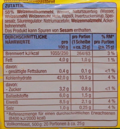 Gut & Günstig Vollkorntoast, 5 x 500g Packungen