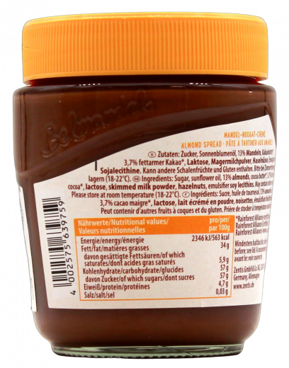 Zentis Belmandel Mandel-Nougat-Creme, 3 x 300g Gläser