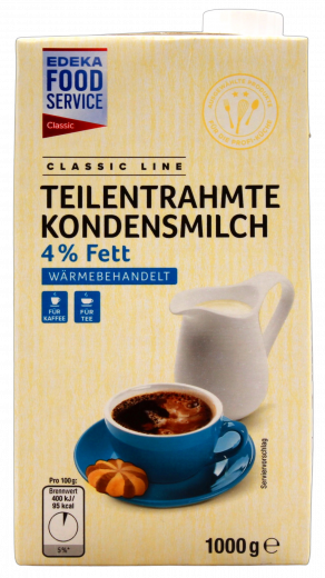 Edeka Food Service Teilentrahmte Kondensmilch 4% 6 x 1000g Packungen