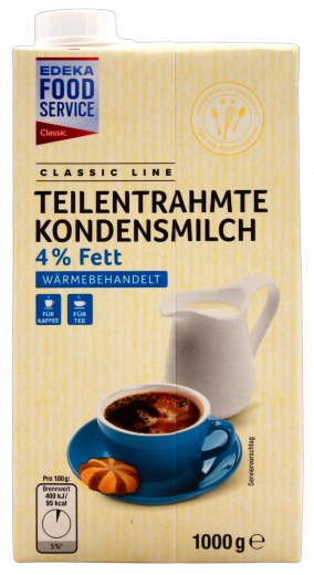 Edeka Food Service Teilentrahmte Kondensmilch 4% 6 x 1000g Packungen