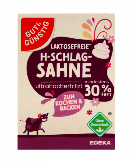 Gut & Günstig H-Sahne laktosefrei 30%, 9 x 200g Packungen