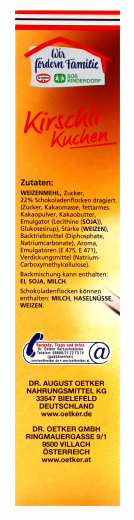 Dr. Oetker Kirschli Kuchen Backmischung 4 x 435g Packungen