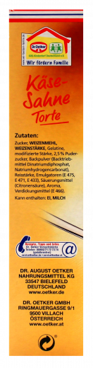 Dr. Oetker Käse-Sahne-Torte Backmischung, 4 x 385g Packungen