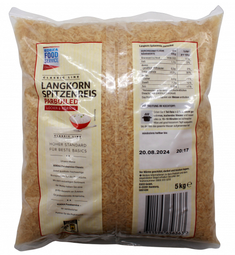 Edeka Classic Line Langkorn Spitzenreis Parboiled, 1 x 5000g Packungen