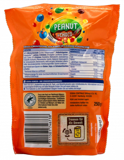 Gut & Günstig Erdnüsse in Milchschokolade bunt, 12 x 250g Packungen