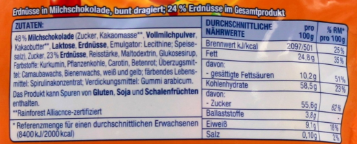Gut & Günstig Erdnüsse in Milchschokolade bunt, 12 x 250g Packungen