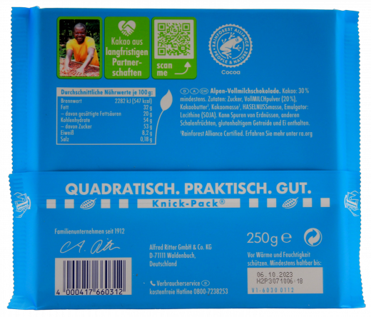 Ritter Sport Alpenmilch 11 x 250g Tafeln