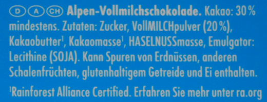 Ritter Sport Alpenmilch 11 x 250g Tafeln