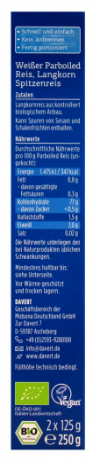 Davert Bio Parboiled Reis 3 x 250g Packungen
