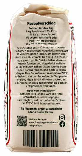 Frießinger Mühle Pizzamehl Tipo 00, 5 x 1000g Packungen