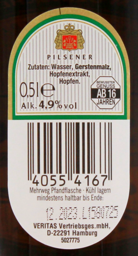 RATSKRONE Premium Pilsener 4.9% vol., 20 x 500ml Flaschen MEHRWEG