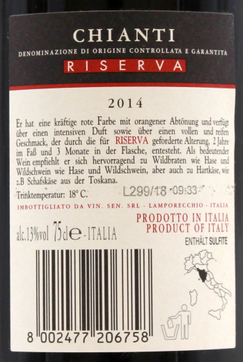 Villa Calappiano Chianti Riserva DOCG Rotwein trocken 13% vol., 6 x 750ml Flasche