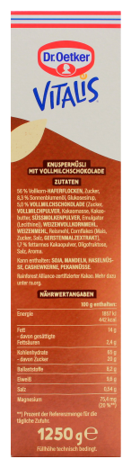 Dr. Oetker Vitalis Knusper Müsli Schoko, 1 x 1.25 kg Packungen