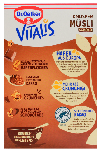 Dr. Oetker Vitalis Knusper Müsli Schoko, 1 x 1.25 kg Packungen