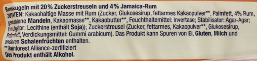 Herzstücke Rumkugeln mit 4% echtem Jamaica-Rum, 6 x 250g Schale