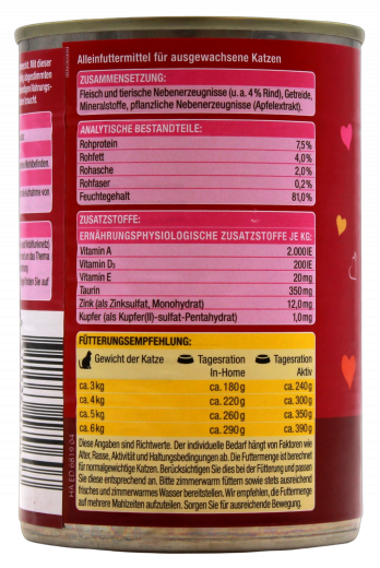 Gut & Günstig Hello my Cat Zarte Stückchen in feiner Sauce mit Rind, 10 x 415g Dosen