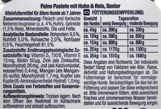 Herzstücke Feine Pastete Senior mit Huhn und Reis Hundefutter, 10 x 300g Becher