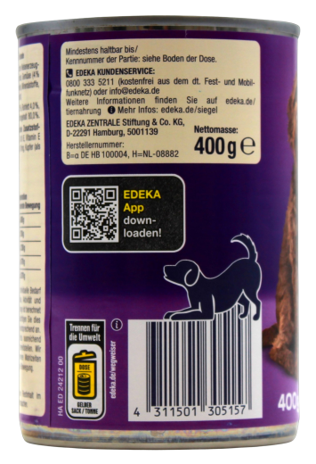 Herzstücke Feine Mahlzeit Ragout mit Lamm, Huhn, Karotten & Nudeln Hundefutter, 12 x 400g Dose
