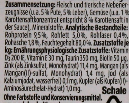 Edeka Feines Ragout mit Pute und Leber in Karottensauce 16 x 100g Becher