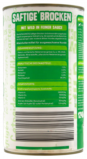 Gut & Günstig Saftige Brocken mit Wild in feiner Sauce, 6 x 1240g Dosen