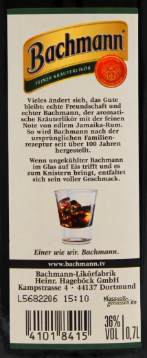 Bachmann Kräuterlikör 36% Vol., 700ml Flasche