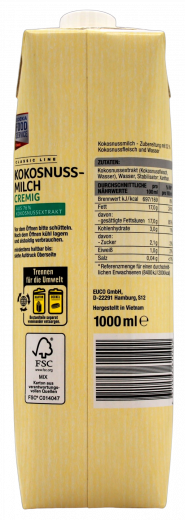 Edeka Classic Line Kokosnussmilch cremig, 6 x 1000ml Packungen