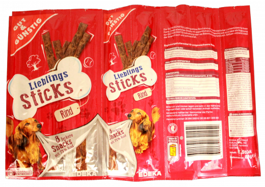 Gut & Günstig Lieblings Sticks Hundeleckerli mit Rind, 25 x 88g Packungen
