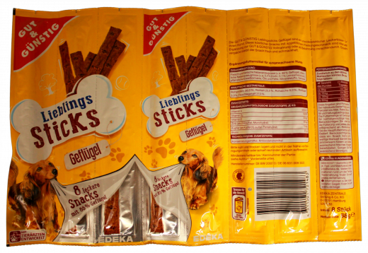 Gut & Günstig Lieblings Sticks Hundeleckerli mit Geflügel, 25 x 88g Packungen