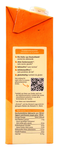 Alnatura Bio Hafer-Drink ohne Zuckerzusatz, 8 x 1 l Getränkekarton